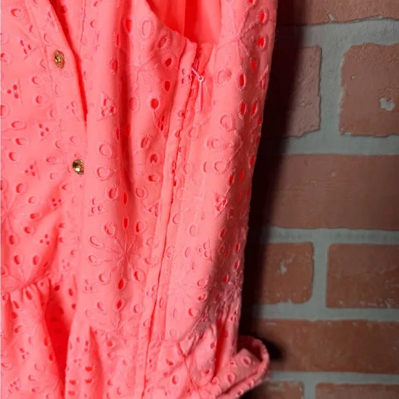 Lilly Pulitzer Trisha Eyelet Shirtdress in Neon Sunburst - Picture 5 of 8